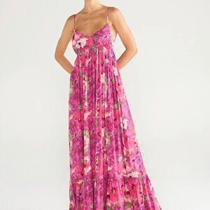 Anthropologie  free People  Pink Floral Maxi Dress